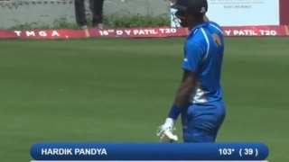 DY Patil Cup: हार्दिक पांड्या ने जड़ा दूसरा शतक; 55 गेंदो पर ठोकें 158 रन